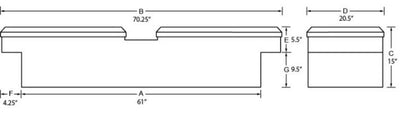 Tradesman Aluminum Gull Wing Cross Bed Truck Tool Box (70in.) - Brite Tradesman