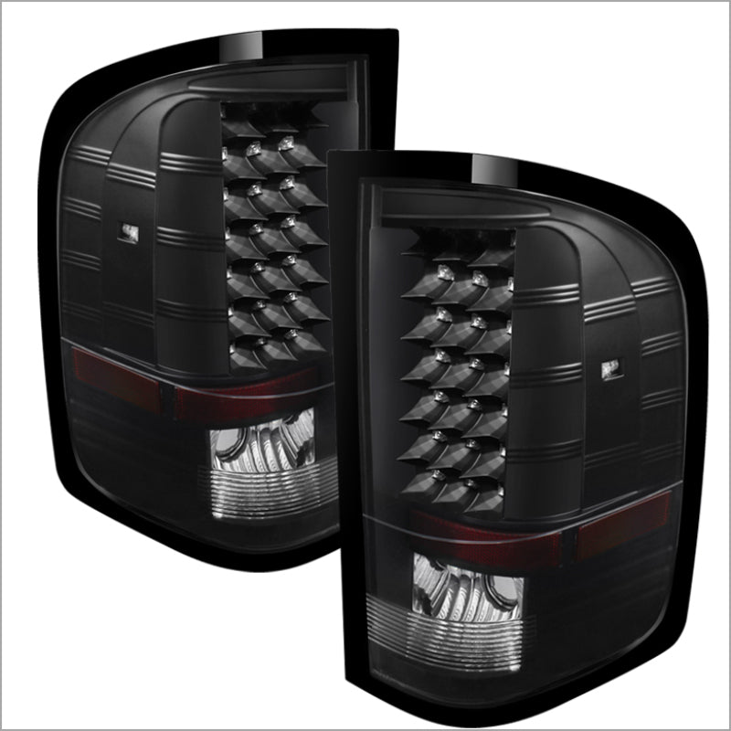 Xtune Chevy Silverado 07-13 LED Tail Lights Black ALT-JH-CS07-LED-BK SPYDER
