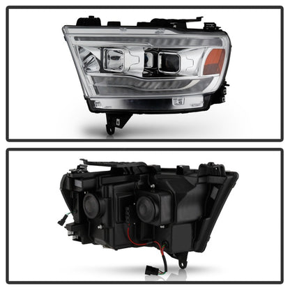 Spyder Dodge Ram 19-20 Halogen Model Projector Headlights Chrome PRO-YD-DR19HALSI-SEQ-C SPYDER