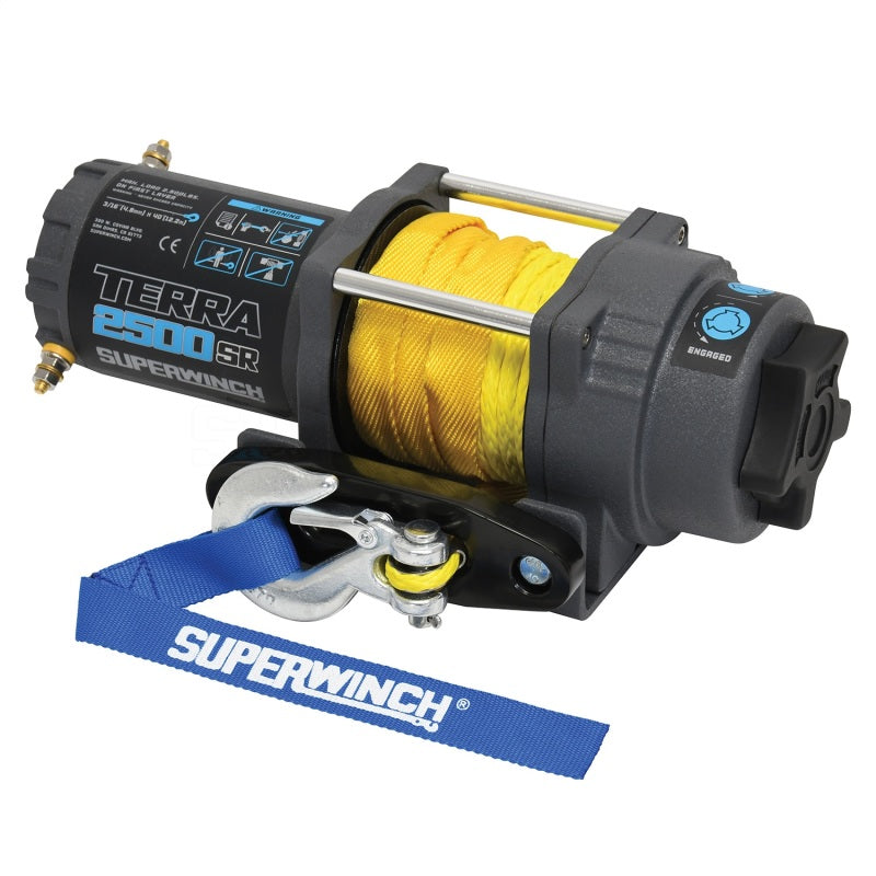 Superwinch 2500 LBS 12V DC 3/16in x 40ft Synthetic Rope Terra 2500SR Winch - Gray Wrinkle Superwinch