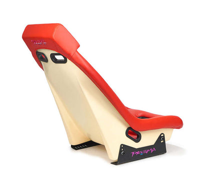 NRG GT Retro Bucket Seat - Red PVC Leather Red Stitching Off-White Fiberglass Back - PRI-100RD-STARDUST