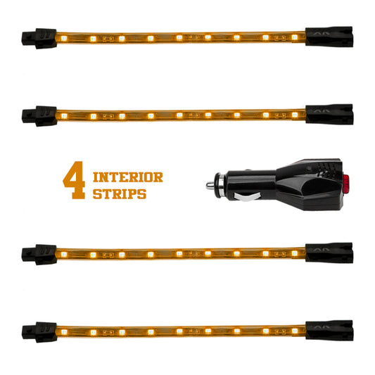 XKGlow Amber - 4x8" Single Color XKGlow UnderglowLED Accent Light Car/Truck Kit - 4 Piece - Part XK041004-A