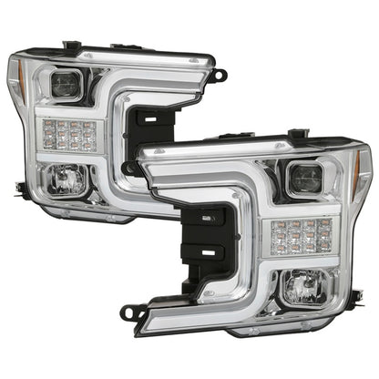 Spyder Signature Ford F150 18-19 (Halogen Model) Proj. Headlights - Chrome (PRO-YD-FF15018-LBSEQ-C) SPYDER