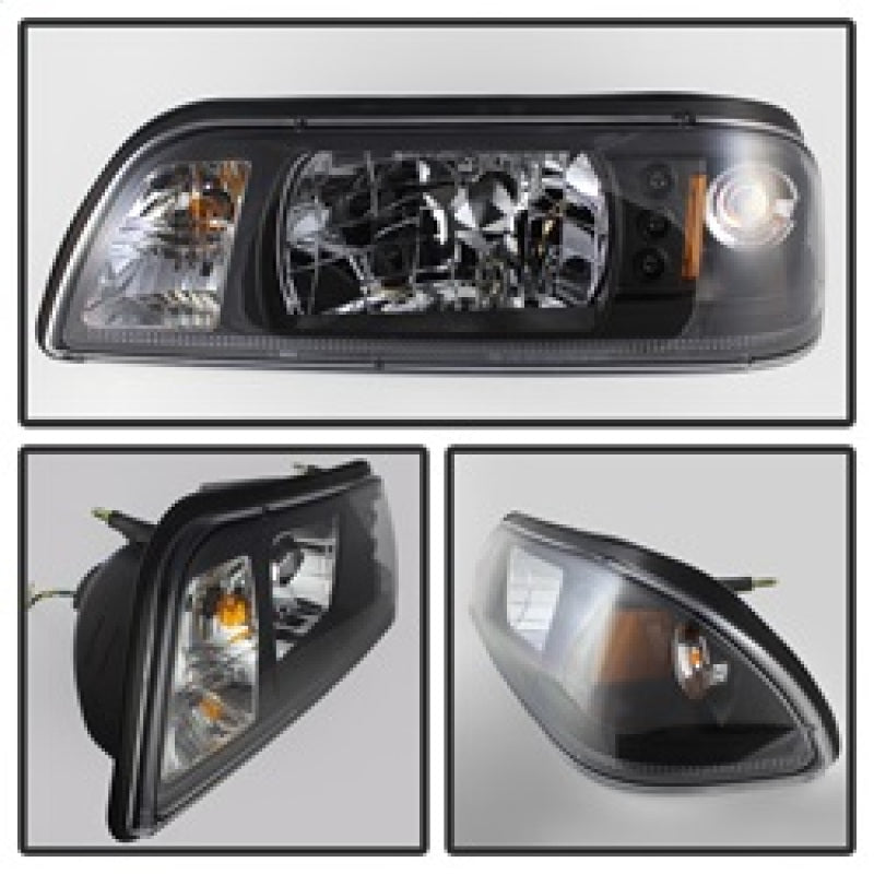 Spyder Ford Mustang 87-93 1PC LED (Replaceable LEDs)Crystal Headlights Black HD-YD-FM87-1PC-LED-BK SPYDER
