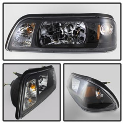 Spyder Ford Mustang 87-93 1PC LED (Replaceable LEDs)Crystal Headlights Black HD-YD-FM87-1PC-LED-BK SPYDER