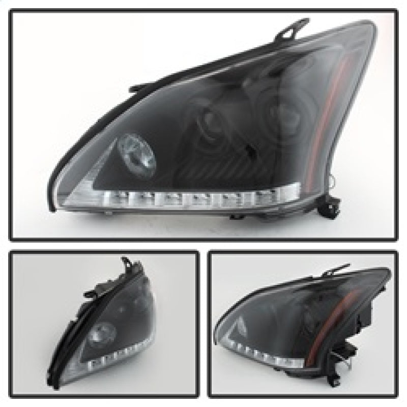 Spyder Lexus RX330 2004-2006 Projector Headlights Halogen Model- DRL LED Blk PRO-YD-LRX35004-DRL-BK SPYDER