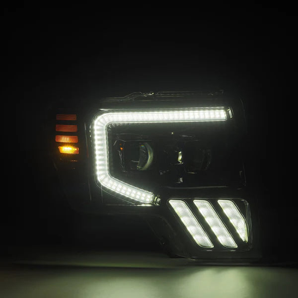 AlphaRex 880090 09-14 Ford F-150 LUXX LED Proj Headlights Plank Style Jet Blk w/Activ Light/Seq Signal/DRL