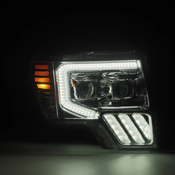AlphaRex 880091 09-14 Ford F-150 LUXX LED Proj Headlights Plank Style Chrome w/Activ Light/Seq Signal/DRL