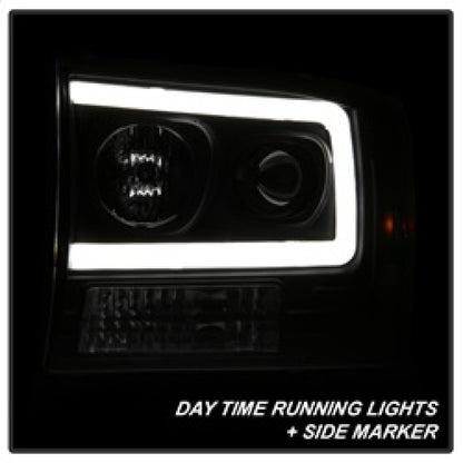 Spyder 99-04 Ford F250 Super Duty Projector Headlights - Light Bar - Black PRO-YD-FF25099V2-LB-BK SPYDER