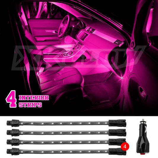XKGlow Pink - 4x8" Single Color XKGlow UnderglowLED Accent Light Car/Truck Kit - 4 Piece - Part XK041004-P
