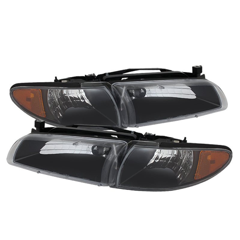 Xtune Pontiac Grand Prix 97-03 Crystal Headlights w/ Amber Corner Lights HD-JH-PGPRIX-SET-AM-BK SPYDER