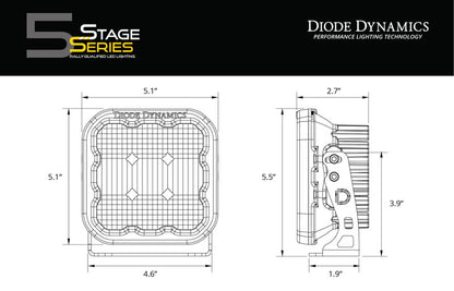 Diode Dynamics SS5 LED Pod Sport - Yellow Driving (Pair)