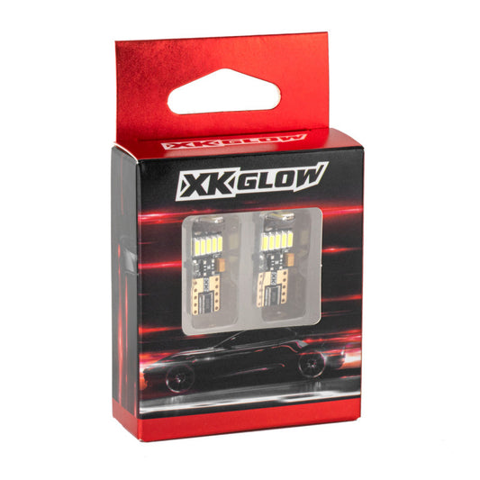 XKGlow White T10 194 Error Free Ultra Bright LED Bulb 2pc Set with Built-in Canbus - Part XK-T10-W