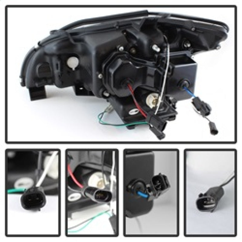 Spyder Lexus RX330 2004-2006 Projector Headlights Halogen Model- DRL LED Blk PRO-YD-LRX35004-DRL-BK SPYDER