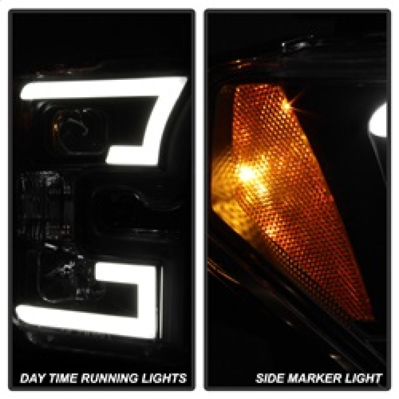 Spyder Ford F150 2015-2017 Projector Headlights - Light Bar DRL LED - Black PRO-YD-FF15015-LBDRL-BK SPYDER