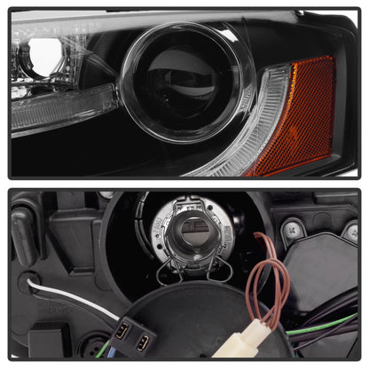 Spyder Audi A4 09-12 Projector Headlights Halogen Model Only - DRL LED Black PRO-YD-AA408-DRL-BK SPYDER