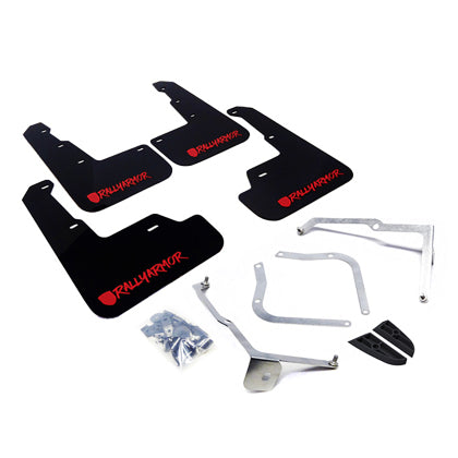 Rally Armor MF32-UR-BLK/RD-X UR Mud Flap Kit for 2015–2021 Subaru WRX & STI – Black with Red Logo (Altered Font Logo)