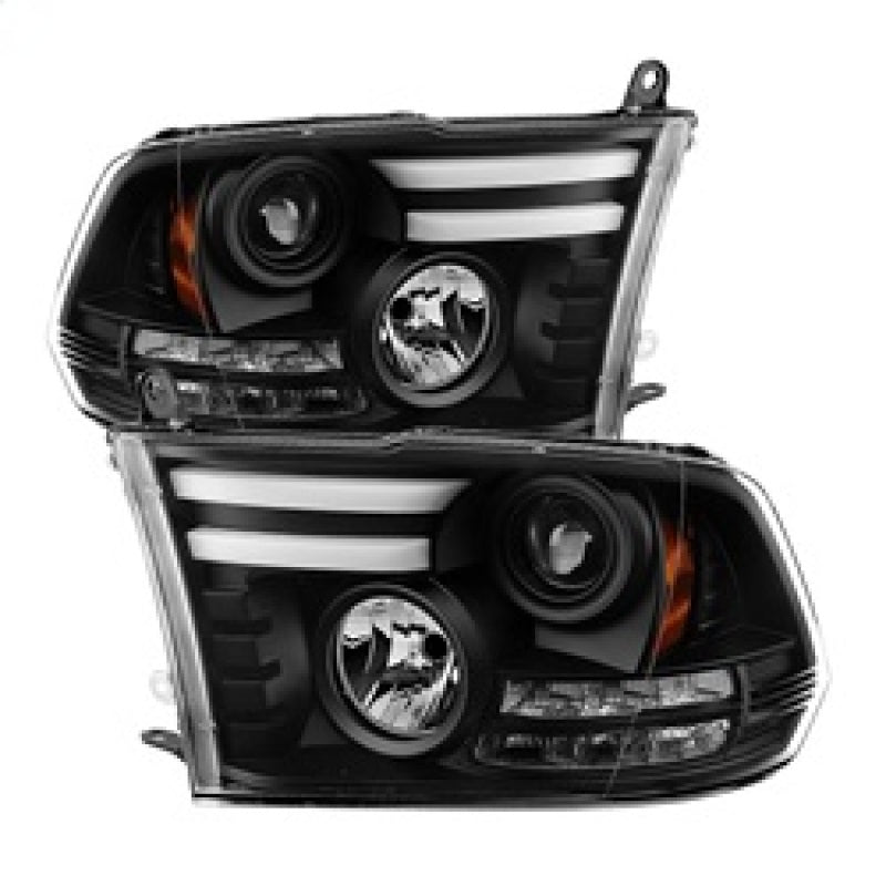 Spyder Dodge Ram 13-15 Projector Headlights Light Bar DRL Black PRO-YD-DR13-LBDRL-BK SPYDER