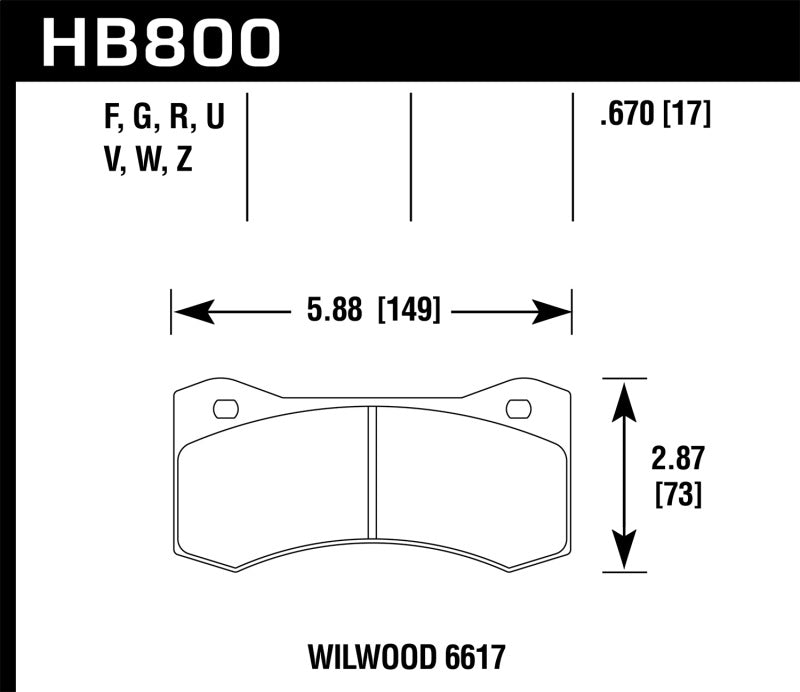 Hawk Performance DTC-70 Brake Pads - HB800U.800