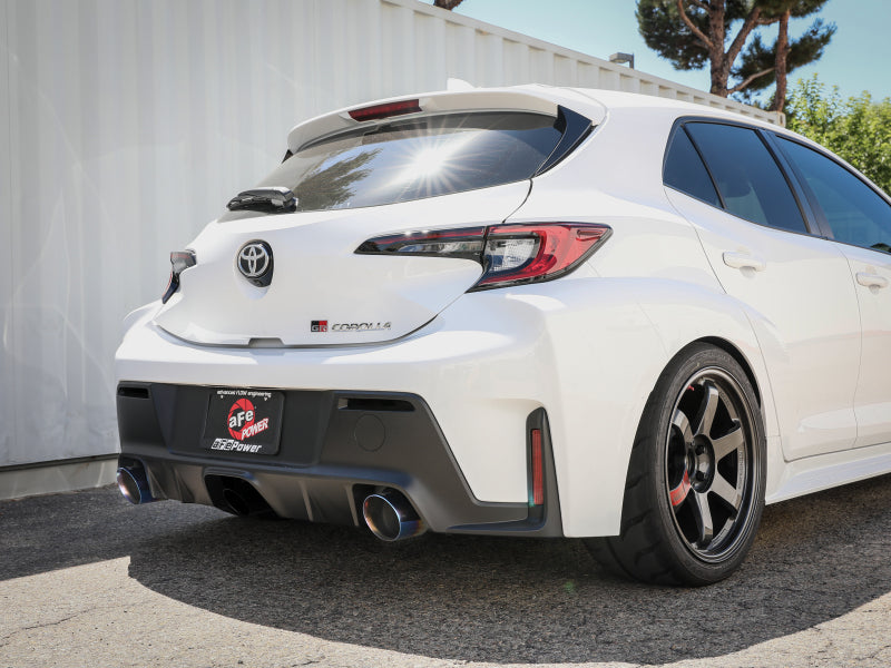 aFe 23-24 Toyota GR Corolla L3 1.6L (t) Gemini XV 3in to 2-1/2in Cat Back Exhaust w/ Blue Flame Tips aFe