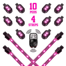 Load image into Gallery viewer, XK Glow Strips Single Color XKGLOW LED Accent Light Motorcycle Kit Pink - 10xPod + 4x8In