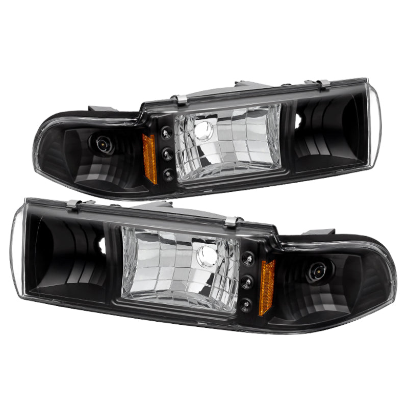 Xtune Chevy Caprice 91-96 / Impala 91-96 1Pc LED Crystal Headlights Black HD-ON-CCP91-1PC-LED-BK SPYDER