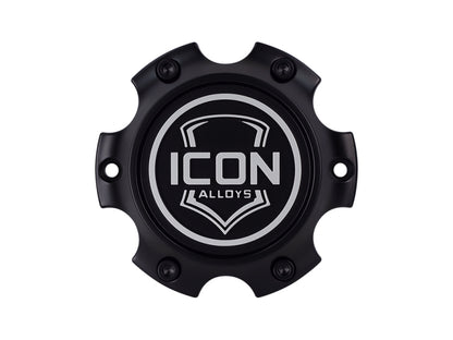 ICON 6x135 Embossed Center Cap - Satin Black/White