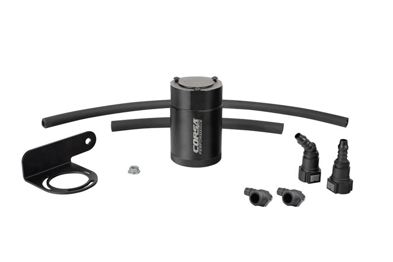 Corsa ALUMINUM OIL CATCH CAN W/ BRACKET | 2019-23 SILVERADO, SIERRA, 2021-23 GM SUV 6.2 & 5.3 CORSA Performance