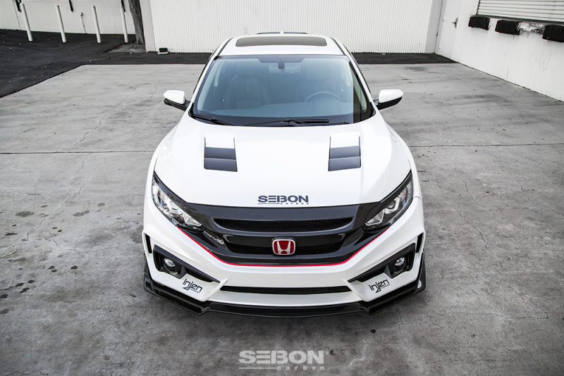 Seibon TS-style carbon fiber hood for 2016-2021 Honda Civic 2DR/4DR - HD16HDCV-TS