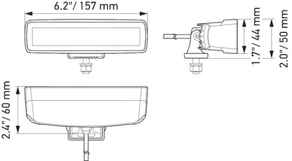 Hella Universal Black Magic 6 L.E.D. Mini Light Bar - Spot Beam Hella