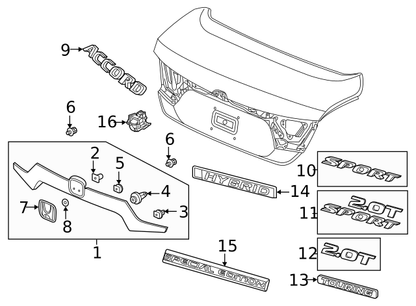 OEM HONDA Grille-Emblem badge name plate Nut (90301-ST0-003) X1