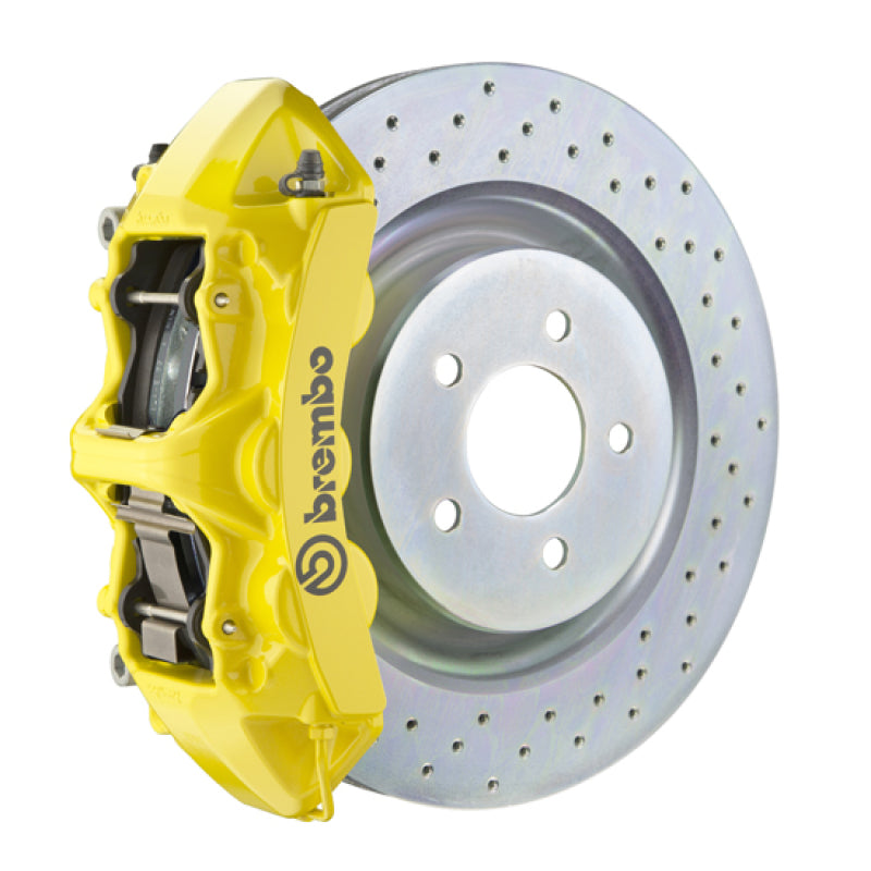 Brembo 16+ Camaro LS/LT/SS Front GT BBK 6 Piston Cast 355x32 1pc Rotor Drilled- Yellow Brembo