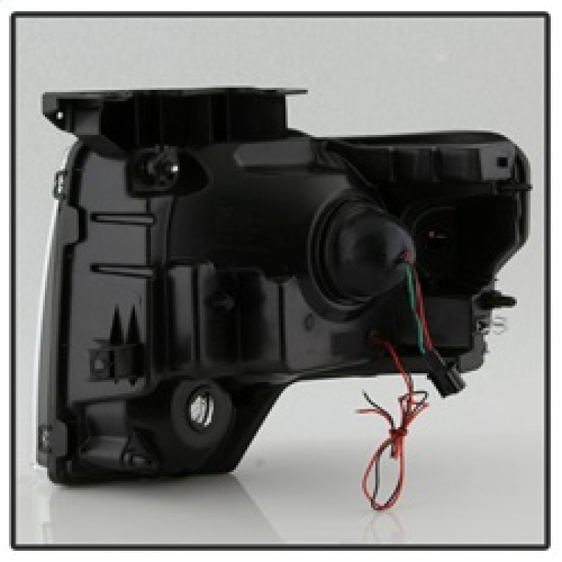xTune Ford F150 Projector Headlights - Light Bar DRL - Black PRO-JH-FF15009-LBDRL-BK SPYDER