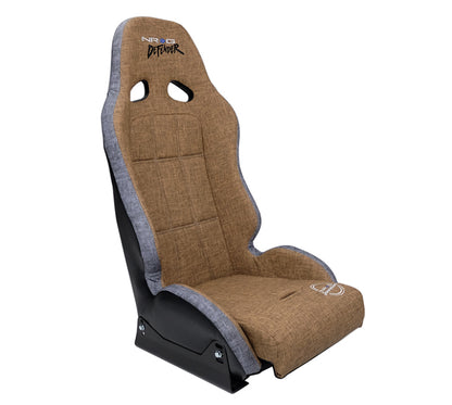NRG Defender Seat Steel Frame Suspension - Brown w/ Gray Trim w/ Defender Logo - w/ Side Bracket - DF-100BR-S
