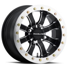 Load image into Gallery viewer, Raceline A71 Mamba 14x7in/4x156 BP/5mm Offset/132.5mm Bore - Black &amp; Machined Ring Beadlock Wheel