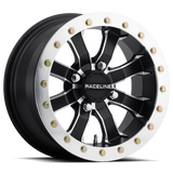 Raceline A71 Mamba 14x7in/4x156 BP/5mm Offset/132.5mm Bore - Black & Machined Ring Beadlock Wheel