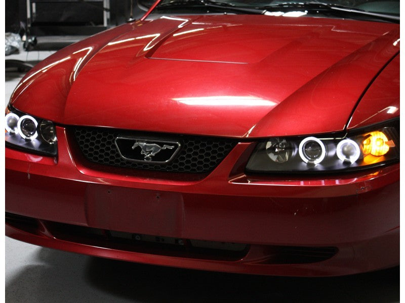 Spyder Ford Mustang 99-04 Projector Headlights LED Halo Black High H1 Low H1 PRO-YD-FM99-1PC-AM-BK SPYDER