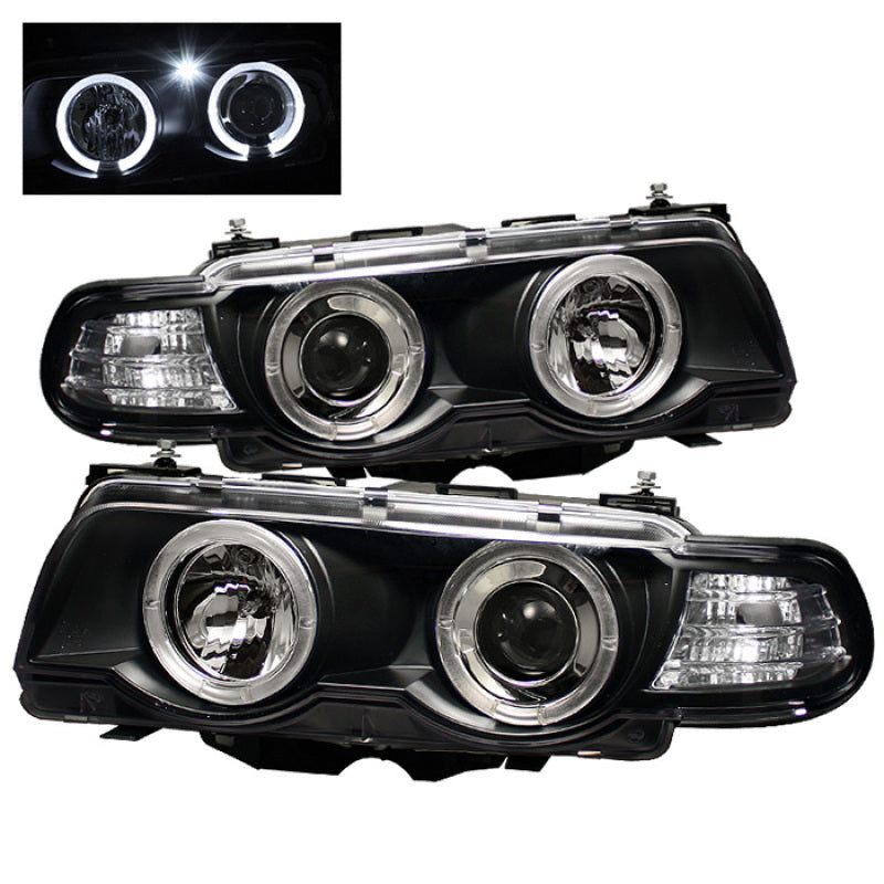 Spyder BMW E38 7-Series 99-01 Projector Headlights 1PC Xenon- LED Halo Blk PRO-YD-BMWE3899-HID-HL-BK SPYDER