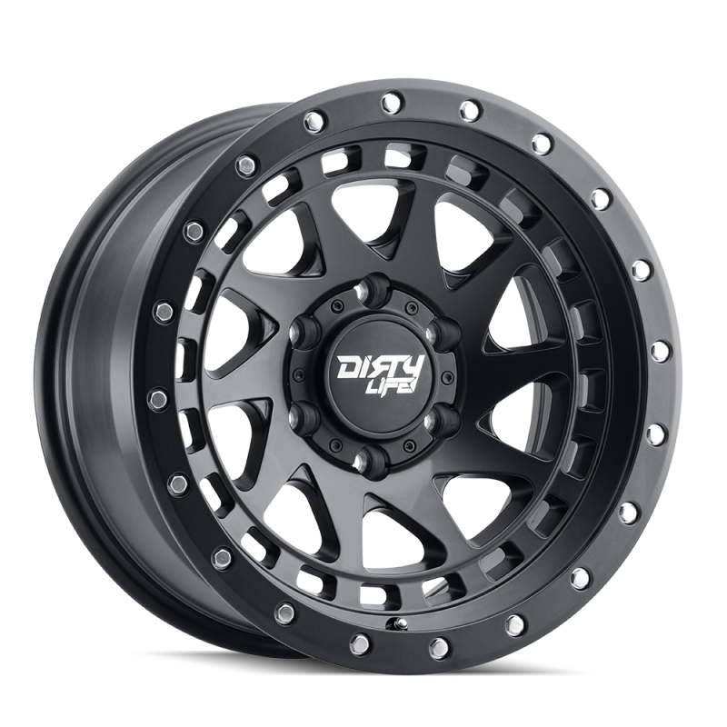 Dirty Life 9305 Theory 17x9/8x165.1 BP/-12mm Offset/130.8mm Hub Matte Black Wheel - Beadlock