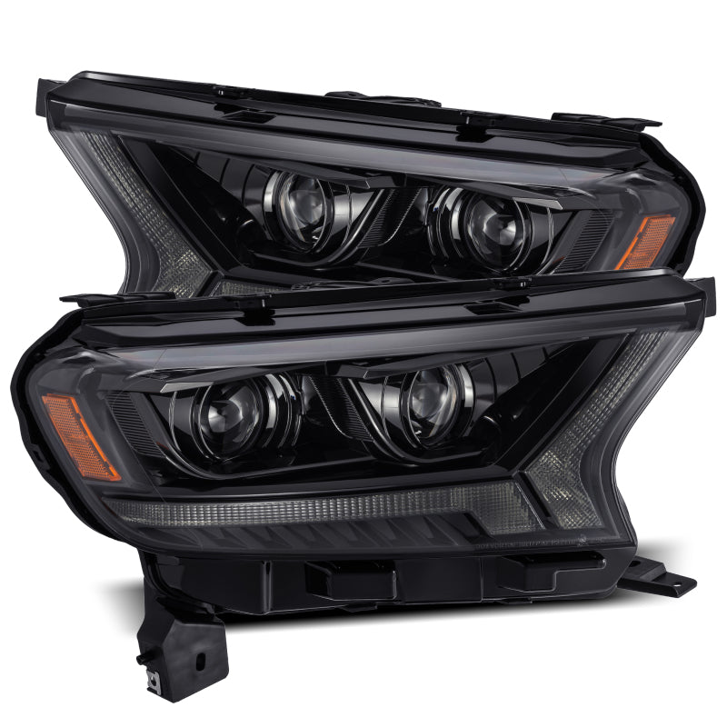 AlphaRex 19-21 Ford Ranger LUXX LED Proj Headlights Plank Style Alpha Black w/Seq Signal/DRL AlphaRex