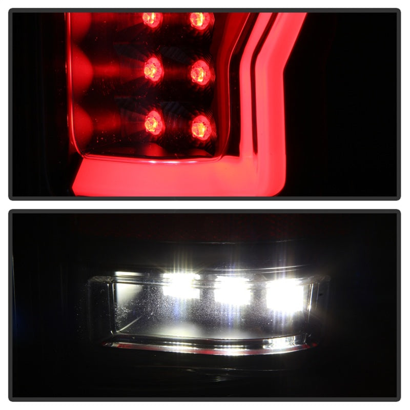 Spyder 04-08 Ford F-150 Projector Tail Lights - Light Bar DRL LED - Black ALT-YD-FF15004V2-LBLED-BK SPYDER