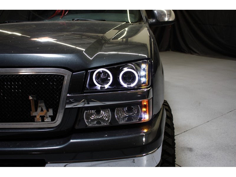 Spyder Chevy Silverado 1500 03-06 Projector LED Halo LED Amber Reflctr Blk PRO-YD-CS03-AM-BK SPYDER