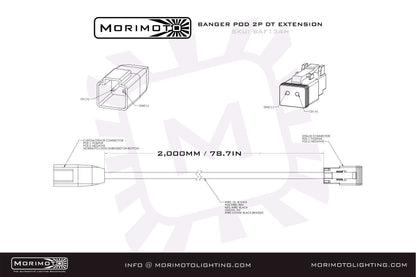 Morimoto 2P DT Extension Harness: (1/2/4Banger / 2m / Each)