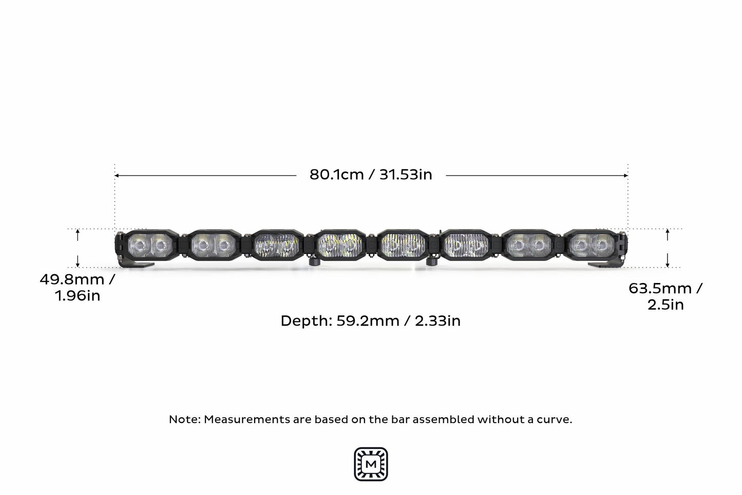 Single-Row BangerBar: (8 Pod / 31.5") (NCS Power - White/Yellow)