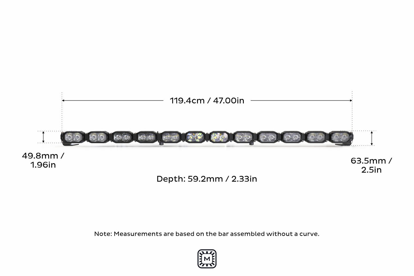 Single-Row BangerBar: (12 Pod / 47") (HXB Power - White/Yellow)