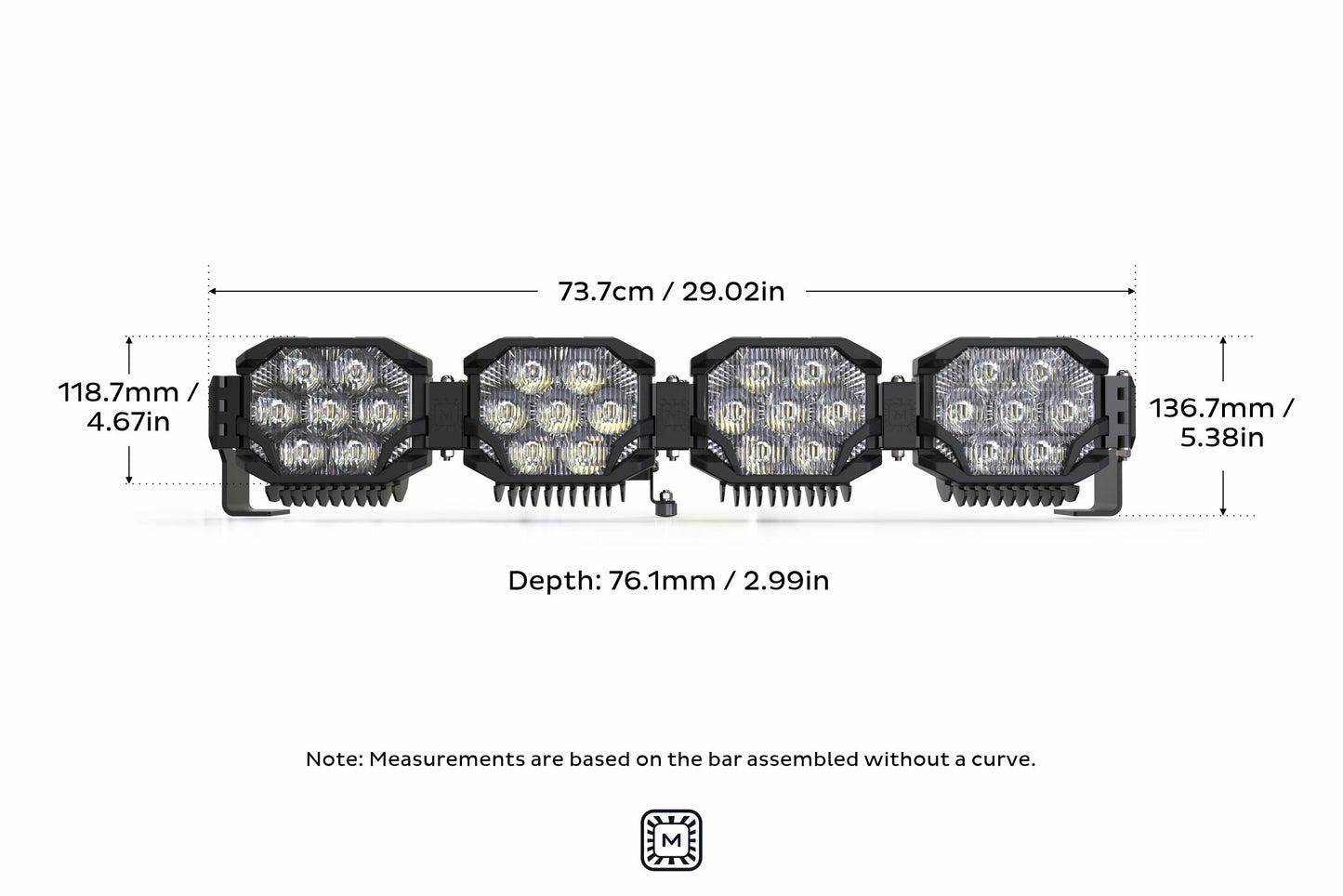 Triple-Row BangerBar: (4 Pod / 29") (NCS Power - White/Yellow)