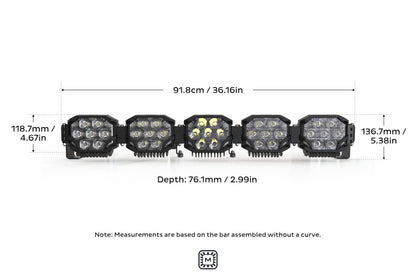 Triple-Row BangerBar: (5 Pod / 36") (NCS Power - White/Yellow)