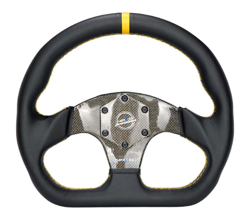 NRG Carbon Fiber Flat Bottom Steering Wheel (320mm) Red CF Center w/Red Stitch/Center Mark - RST-024CF/RD