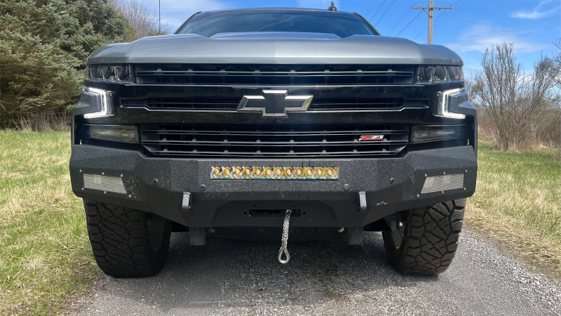 Fishbone Offroad 19-21 Chevrolet Silverado 1500 Rockfish Front Bumper - Black Texture Fishbone Offroad