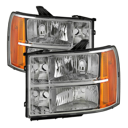 Xtune GMC Sierra 07-13 Crystal Headlights Chrome HD-JH-GSIE07-AM-C SPYDER
